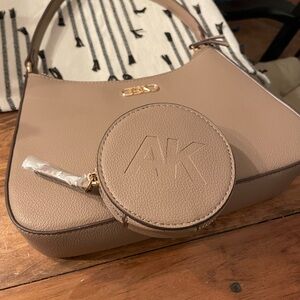Anne Klein Taupe Shoulder Bag with Coin Pouch